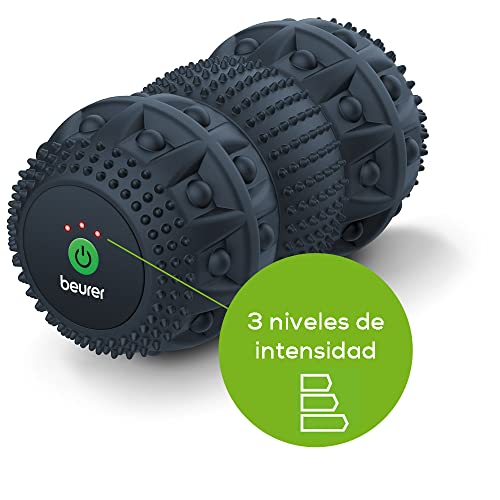 Beurer MG 35 Deep Roll Rodillo de masaje con vibración, rodillo de fascia para masaje de puntos gatillo, 3 niveles de intensidad, modo de masaje, uso versátil, profundamente efectivo