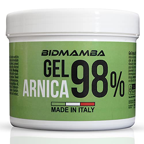 BidMamba Gel Arnica 98% 500ml | Crema Arnica Made In Italy Con Lavanda, Aloe, Aceite de Argán, Jengibre, Aceite de Oliva Y Menta