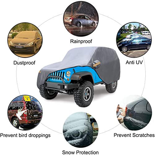 Big Ant - Funda para coche 100% resistente al agua para Jeep Wrangler CJ, YJ, TJ y JK de 4 puertas, lona protectora para coche Jeep Wrangler con cremallera