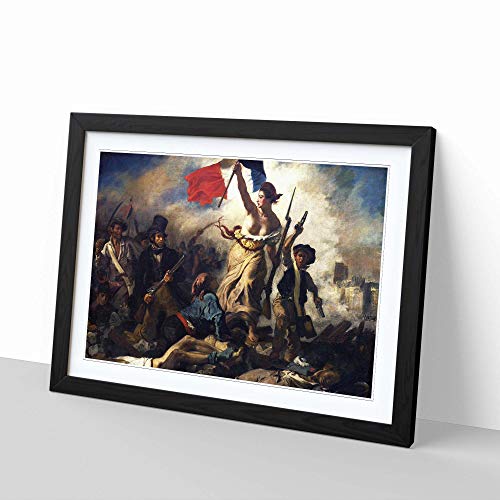 Big Box Art Eugene Delacroix French Liberty - Cuadro enmarcado (62 x 45 cm), color negro
