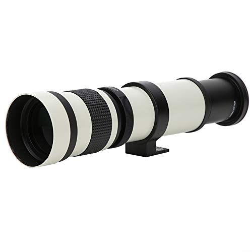 Bigking Lente telefoto, 420-800 mm F8.3-16 Lente con Zoom de Enfoque Manual con teleconvertidor 2X para cámara Nikon con Montura F(Blanco)
