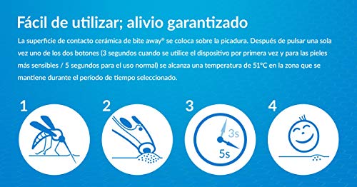 bite away - Dispositivo electrónico calmante para el alivio del picor, la quemazón, el dolor y la hinchazón de las picaduras de insectos -totalmente libre de sustancias químicas