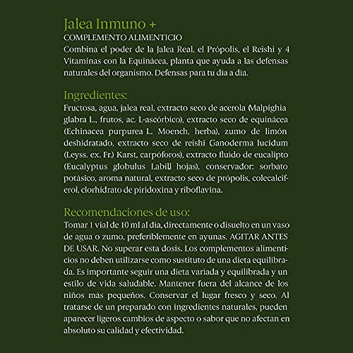 Black Bee Jalea Real Inmuno Plus, Complemento Alimenticio con Reishi, Equinácea, Própolis y 4 Vitaminas - 20 Ampollas