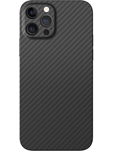 Black Rock - Carcasa de carbono ultra fina compatible con Apple iPhone 12 Pro Max | Funda de teléfono móvil aramida de fibra de carga, carga inalámbrica, Premium (negro)