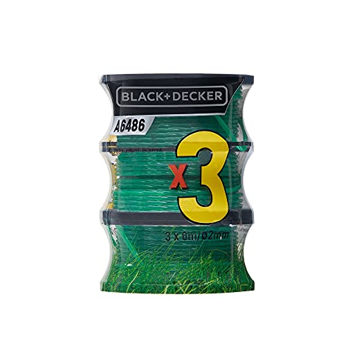 BLACK+DECKER A6486-XJ - Pack de 3 bobinas de hilo para desbrozadora y cortabordes, 3 x 6 m