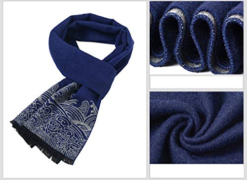 Blisfille Echarpe Blanco Bufandas Tubulares Mujer Bufanda de Cachemira de Invierno de las Mujeres Bufanda Regalo Patrón Retro,Azul