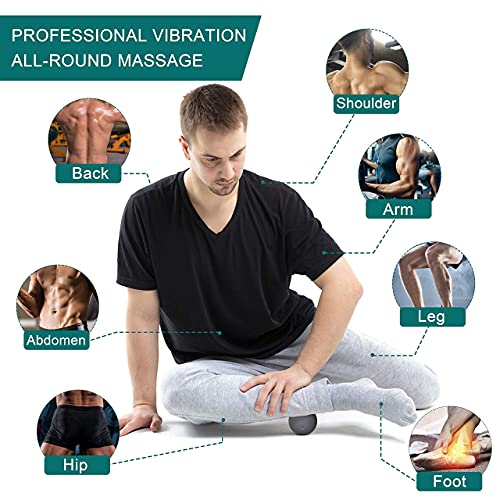 Bolas de Lacrosse de masaje eléctrico, bola de terapia para masaje de punto de gatillo, masajeador de tejido profundo para liberación miofascial, bola de masaje vibrante para ejercicio (gris)