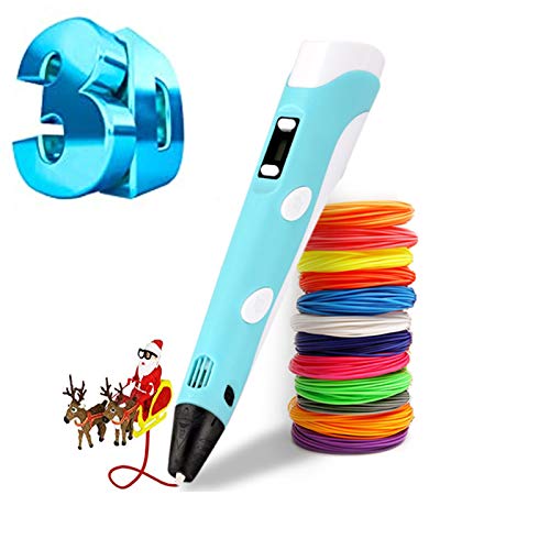 Bolígrafo 3D, bolígrafo de impresión 3D inteligente con filamento de 12 colores, compatible con PLA y ABS, Pantalla LCD, 3D Pen Juguetes/Regalos para Niños (pen)