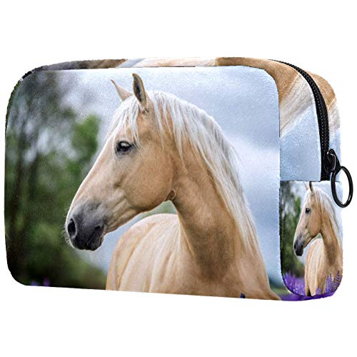 Bolsa de Maquillaje Organizador Small CosmeticBagsforWomen Neceser de Viaje Estuche de Maquillaje Monedero Bolso de Mano un Hermoso Caballo Palomino