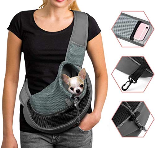 Bolsa de transporte para perro bandolera para gato cachorro ajustable bolsa de viaje para pequeños animales bolsos de mano perro con bolsa malla transpirable para perro caminar al aire libre