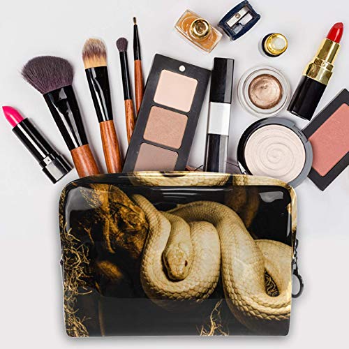 Bolsas de Maquillaje Estuche multifunción para Organizador de Bolsas de cosméticos de Viaje portátil Árbol marrón Beige Beige Serpiente con Neceser con Cremallera para Mujer