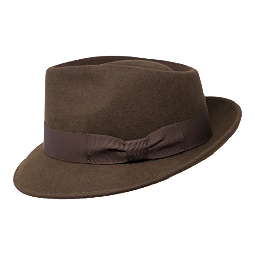 Borges & Scott B&S Premium Doyle – Sombrero de lágrima Fedora - 100% Fieltro de Lana - Enrollable para Viajes - Resistente al Agua - Marron Oscuro 54cm
