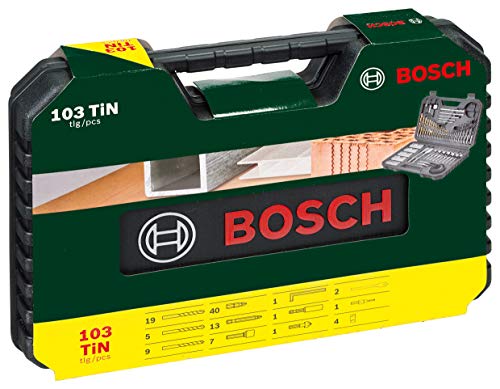 Bosch Maletín de 103 V-Line unidades para taladrar y atornillar para madera, piedra y metal, Accesorios herramientas de perforación y atornillado)
