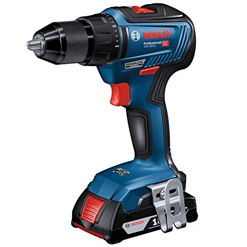 Bosch Professional 06019H5205 GSR 18V-55-Atornillador (2 baterías x 2.0 Ah, 18V, 55 NM, en L-Case), 18 V, Azul