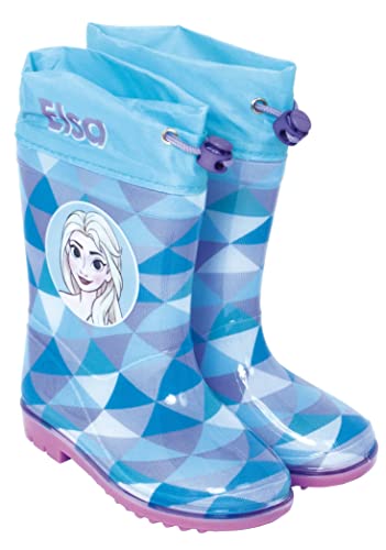 Botas Agua Frozen Elsa para niñas - Botas Agua Elsa Frozen con Suela Antideslizante y Cuello con Cierre Ajustable (numeric_28)
