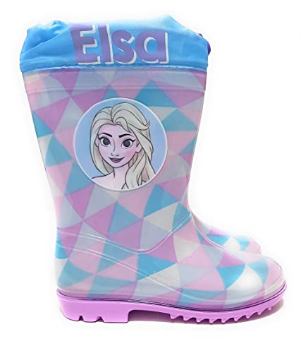 Botas Agua Frozen Elsa para niñas - Botas Agua Elsa Frozen con Suela Antideslizante y Cuello con Cierre Ajustable (numeric_28)