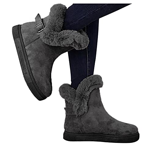 Botas de Mujer Invierno Cálido Nieves Botines Exterior Bota Antideslizante Zapatos de Mujer Tubo Corto de Ante Suela Gruesa Botas de Algodón Interiores Cálidas de Terciopelo Que Aumentan la Altura