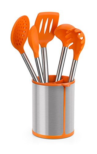 BRA Efficient Lengua Pastelera de Cocina, Acero INOX, Nailon y Silicona, Naranja, 27.5 cm