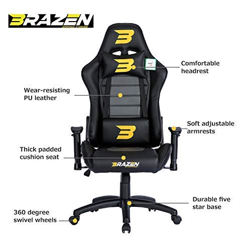 BraZen 18133 Sentinel Elite-Silla para Juegos de PC, White, Talla única