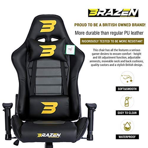 BraZen 18133 Sentinel Elite-Silla para Juegos de PC, White, Talla única