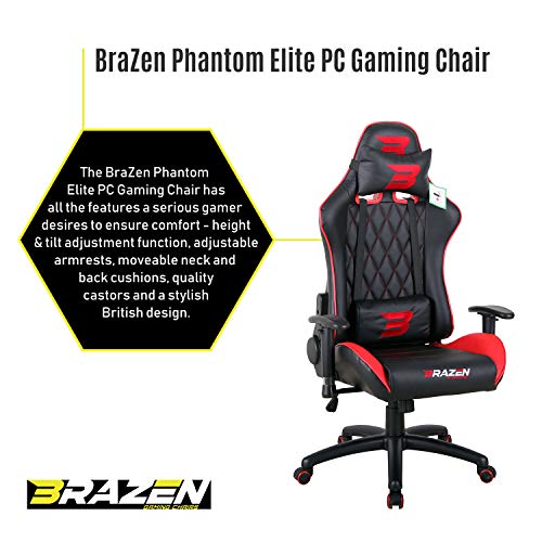 BraZen Silla para Juegos Phantom Elite para PC - Negro