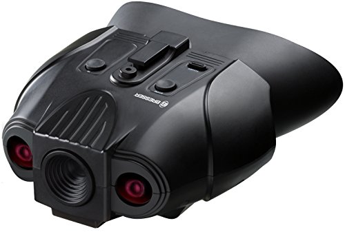 Bresser Digital dispositivo de visión nocturna binocular 1x con batería integrada y soporte para la cabeza, negro
