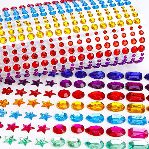 Brillantes Pegatinas Diamantes Autoadhesivas Joyas Cristalino para Cara Ojos Niños DIY Tarjetas de Artesanía Adorno Decoraciones (2 Hojas / 930 Piezas)