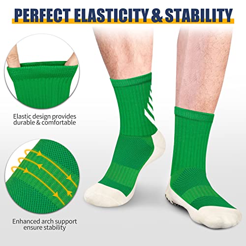 BTNEEU 2 Pares Calcetines Deportivos Antideslizantes Transpirable Calcetines de Fútbol Hombre Cómodo Calcetines Deporte Mujer Calcetines de Baloncesto Calcetines de Senderismo (Pasto verde)