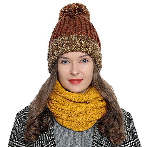 Bufanda de invierno tipo cuello suave y cálida para mujer con diseño de punto - Amarillo