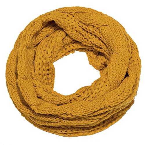 Bufanda de invierno tipo cuello suave y cálida para mujer con diseño de punto - Amarillo
