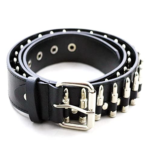 Bullet Rivet Belt Cinturón negro personalizado Fantástico cinturón de cuero de PU Hip Hop