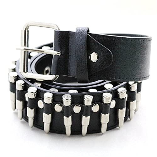 Bullet Rivet Belt Cinturón negro personalizado Fantástico cinturón de cuero de PU Hip Hop