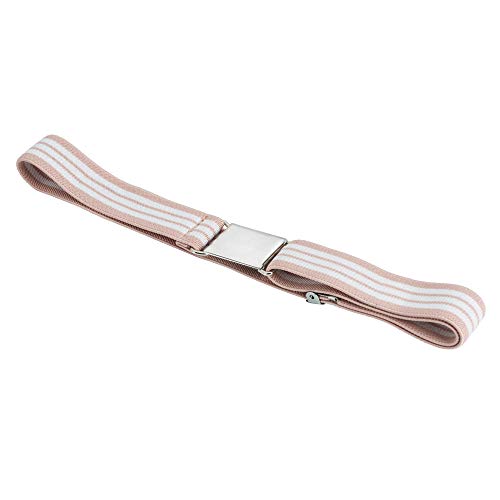 Buyless Fashion Cinturón para niño elástico ajustable para bebés con hebilla - 5101-Beige-White-Stripe