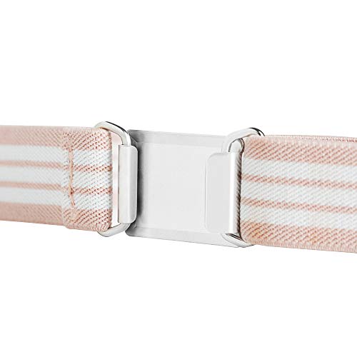 Buyless Fashion Cinturón para niño elástico ajustable para bebés con hebilla - 5101-Beige-White-Stripe