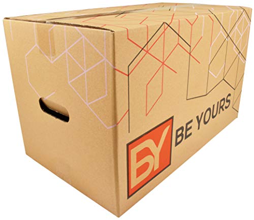BY BE YOURS Pack 20 Cajas Cartón Mudanza con Asas - 43x30x25 cm - Cajas Mudanza Ultra Resistentes - Fabricadas en España
