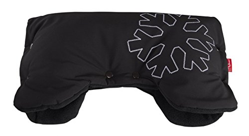 ByBoom® Manopla - Softshell termoactiva; Calentador de manos funcional con interior de forro, talla universal para carritos, sillas de paseo y remolques de bici, Color:Negro/Negro