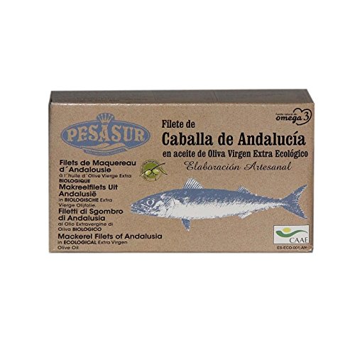 Caballa de Andalucía PESASUR en Aceite de Oliva Virgen Extra Ecológico Lata [Pack 3 ud x 120 g]