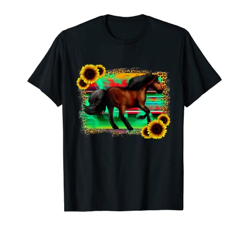 Caballo Serape Fondo Y Girasoles Cabalgata Camiseta