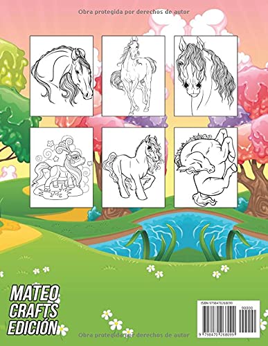 Caballos y Ponis Libro de Colorear para Niños 3-10 Años: Divertidas, Lindas y Únicas Páginas para Colorear para Niñas y Niños con Dibujos de Caballos y Pony Adorables