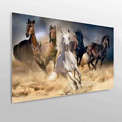 Cabecero Cama PVC Impresión Digital Caballos Multicolor 150 x 60 cm | Disponible en Varias Medidas | Cabecero Ligero, Elegante, Resistente y Económico