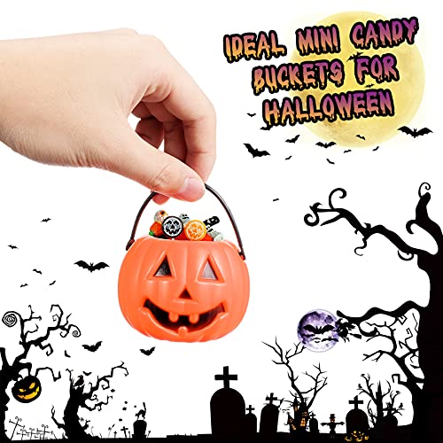 Cabilock 12 soportes para caramelos de Halloween con asa, pequeñas calderas de bruja negras, cubo, soporte de calavera, pequeño cubo portátil para niños