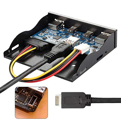Cablecc Cable de panel frontal USB 3.1 a USB-C y USB 3.0 HUB de 4 puertos Panel frontal de placa base para 3.5 pulgadas