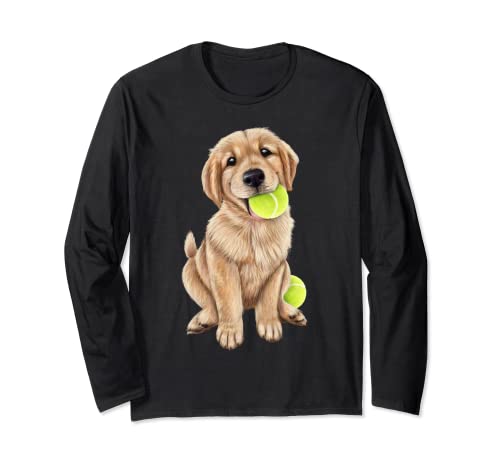 Cachorro de golden retriever con pelota de tenis Manga Larga