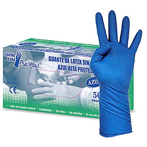 Caja 50 Guantes de Latex Azul Alta Protección - Talla M