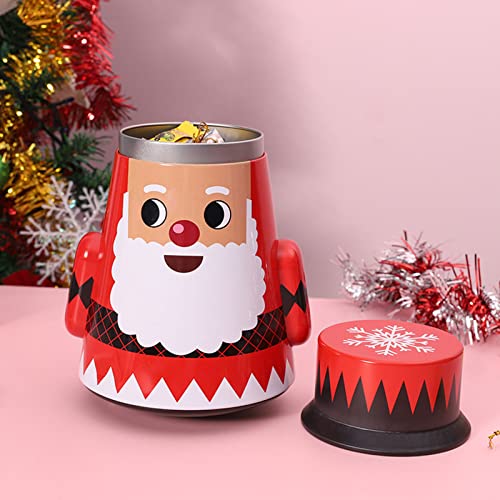 Caja de Dulces Navideños Caja de Almacenamiento de Hierro para Dulces Navideños Caja de Galletas Lata de Dulces para Navidad Año Nuevo Favores de Fiesta 7.7x5.1in(Papá Noel)