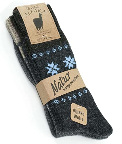 Calcetines de lana de alpaca para hombre para invierno Pack de 2 pares gris marrón talla 6-8 y 9-11