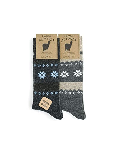 Calcetines de lana de alpaca para hombre para invierno Pack de 2 pares gris marrón talla 6-8 y 9-11