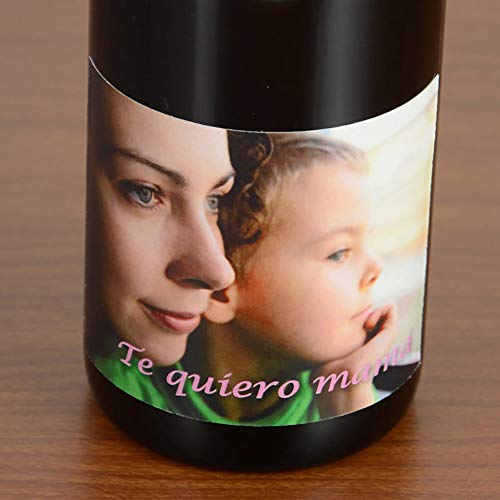 Calledelregalo Regalo para Madres o Padres Personalizable: Botella de Vino Personalizada con la Foto y el Texto Que Quieras