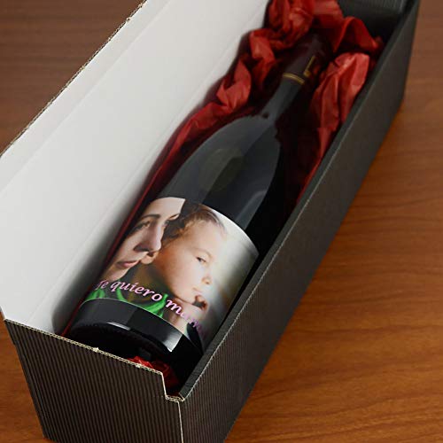 Calledelregalo Regalo para Madres o Padres Personalizable: Botella de Vino Personalizada con la Foto y el Texto Que Quieras
