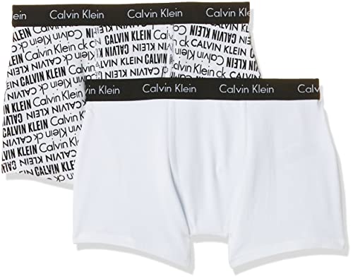 Calvin Klein 2Pk Trunk Bóxer, Blanco (White Pr/White 101), 164-176 (Talla del Fabricante: 14-16) (Pack de 2) para Niños